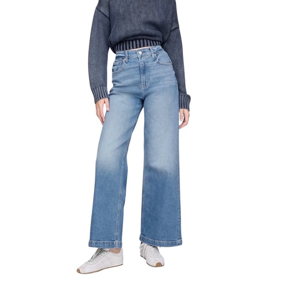Gap High Rise Stride Wide-Leg Ankle Jeans Sz 30/10P Medium Indigo Wash Cotton - Picture 1 of 8